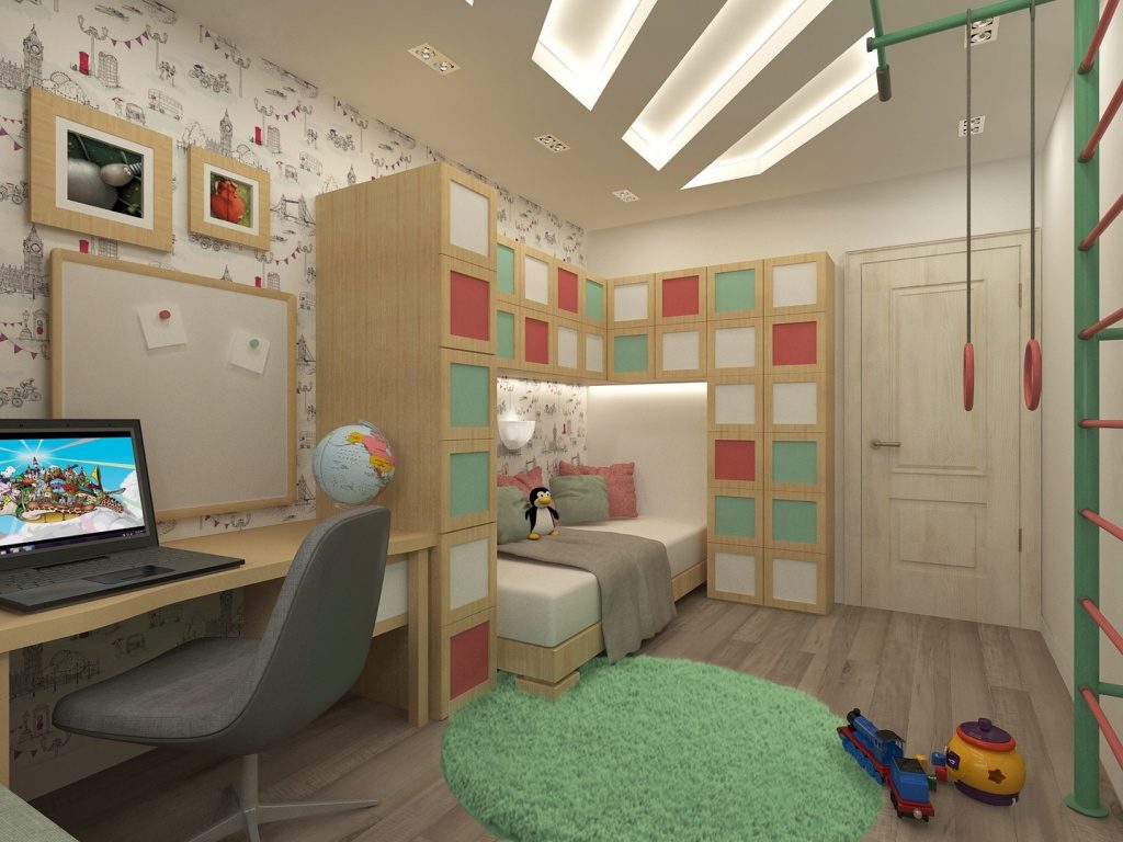 Схемы и чертежи планировки дизайна интерьера детских комнат