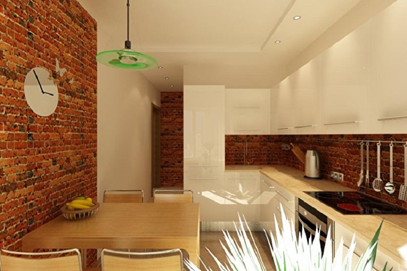 Кухня под кирпич: оформление стены, 5 плюсов и 2 минуса, фото в интерьере