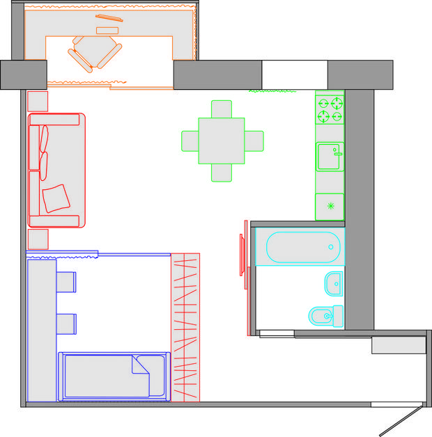 Перепланировка 4-х комнатной квартиры хрущевки (четырехкомнатной) - в 2020 году, 60 кв. м.