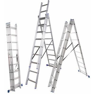 Выдвижная лестница 3 х секционная: варианты применения конструкций,  продукция крупнейших производителей