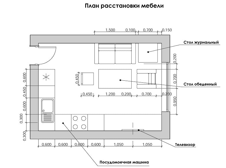 Кухня гостиная 10 кв м с диваном планировка схема