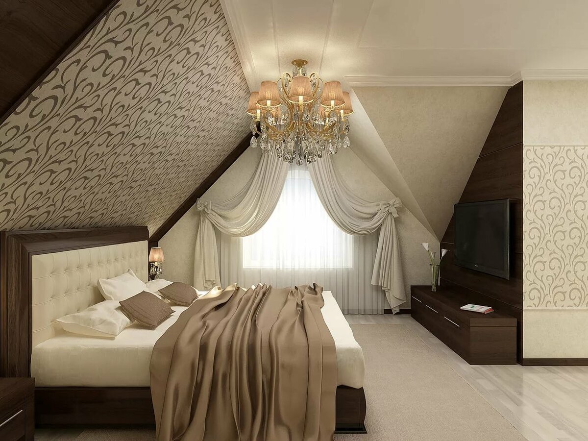 Дизайн современной спальни на мансарде: 35 фото примеров - «интерьер спальни»
