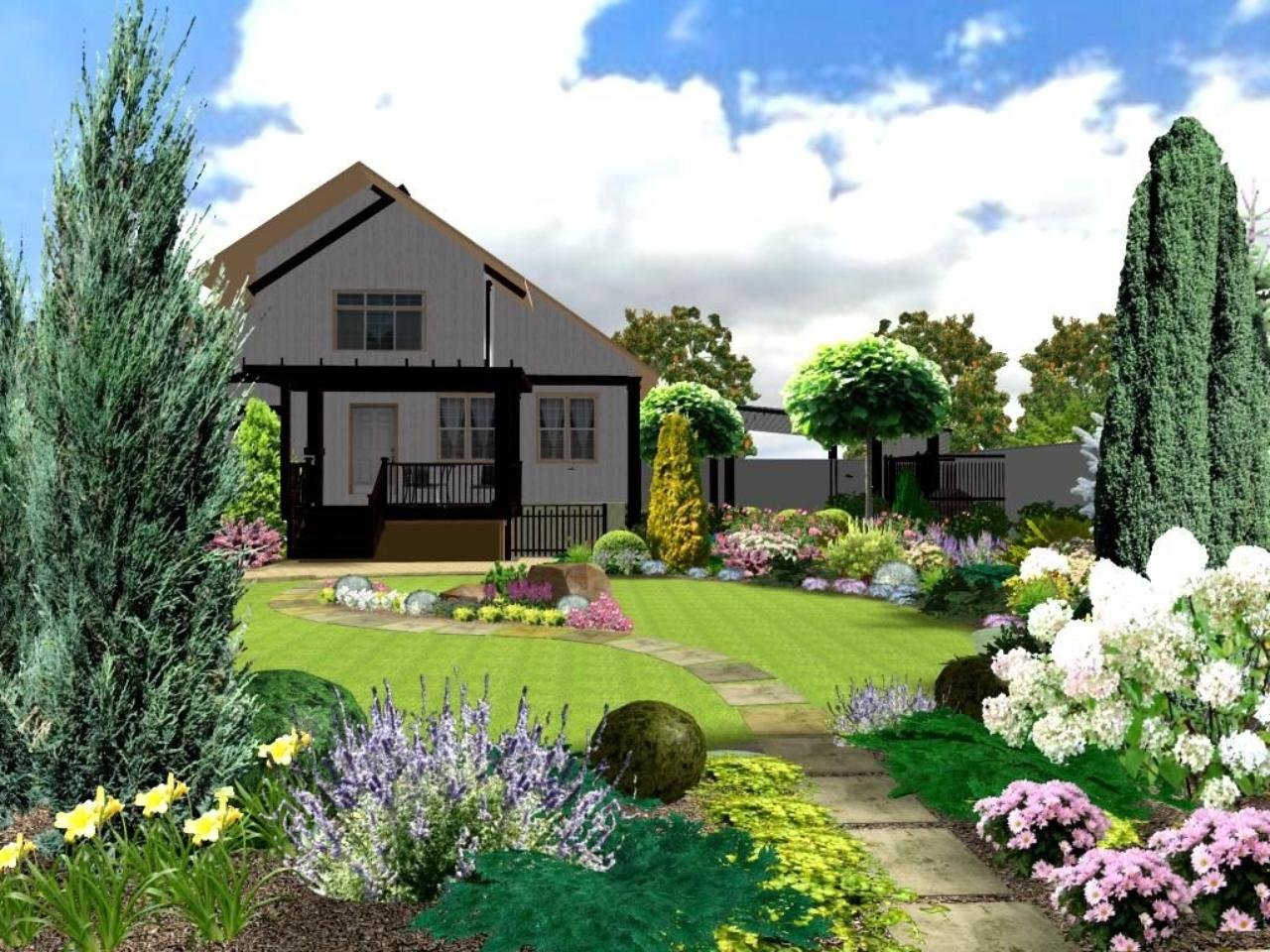 дизайн садового участка загородного дома фото