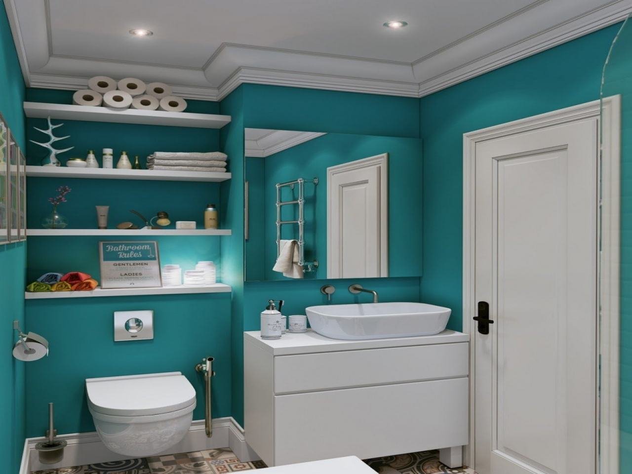 Синяя ванная комната: оттенки цвета, правила сочетания и популярные стили