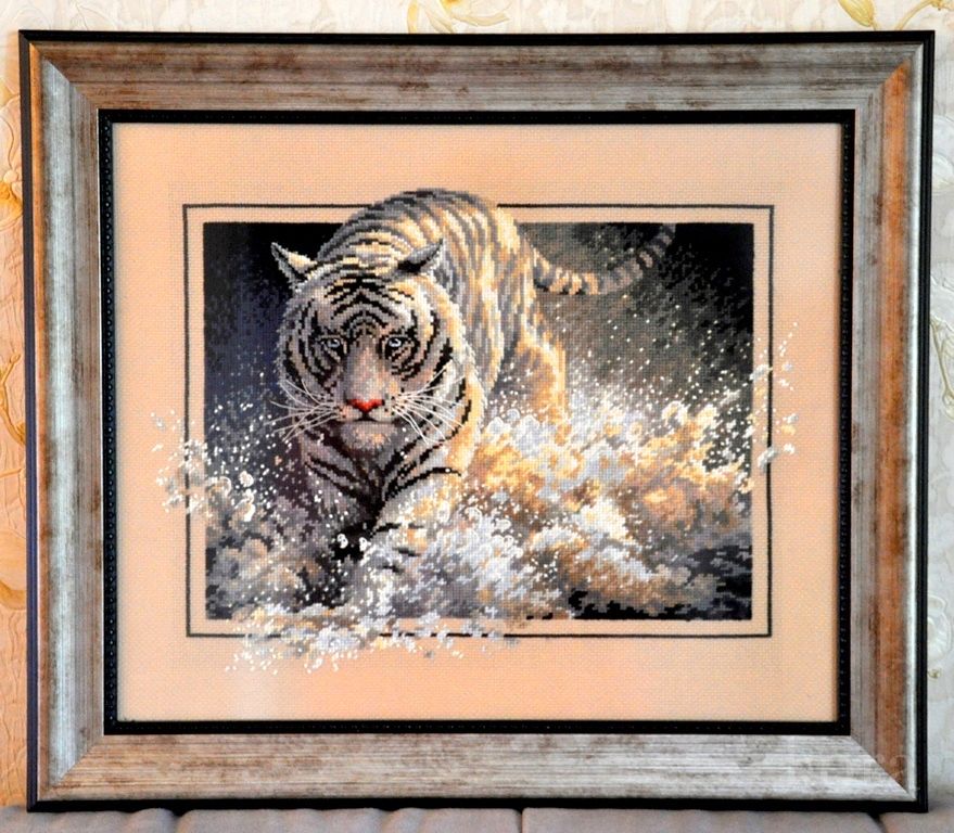 Тигр со схемой вышивки крестом