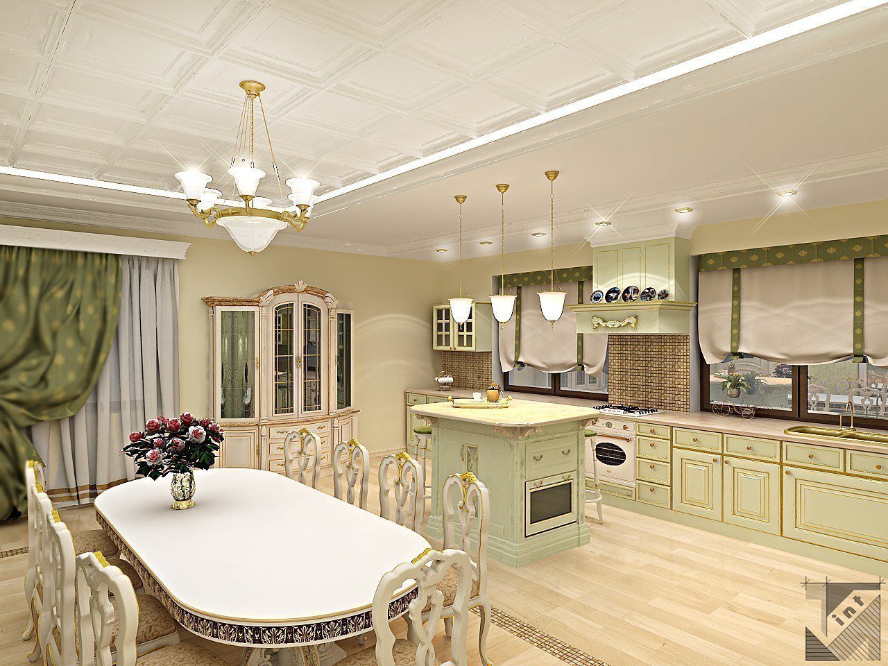 Дизайн кухни-столовой-гостиной в частном доме: 90 фото интерьеров, идеи