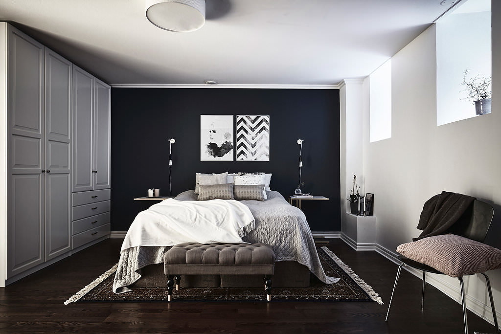 Черно-белый интерьер: 170+ (фото) дизайна спальни/кухни/гостиной