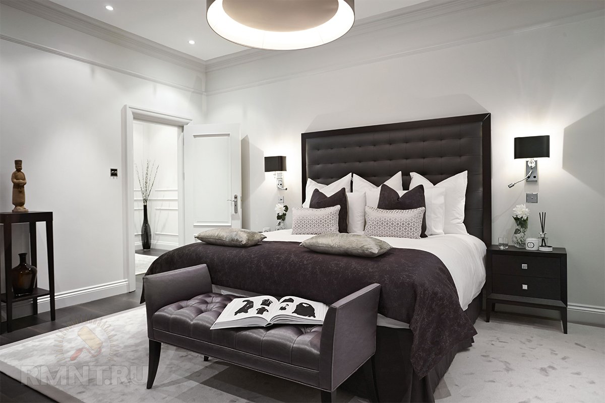 Спальня в черно-белых тонах - способы оформления гармоничного дизайна