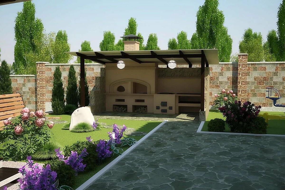 Красивые дворы частных домов: 100 фото лучших вариантов дизайна
