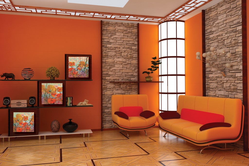 Оранжевый цвет в интерьере | домфронт