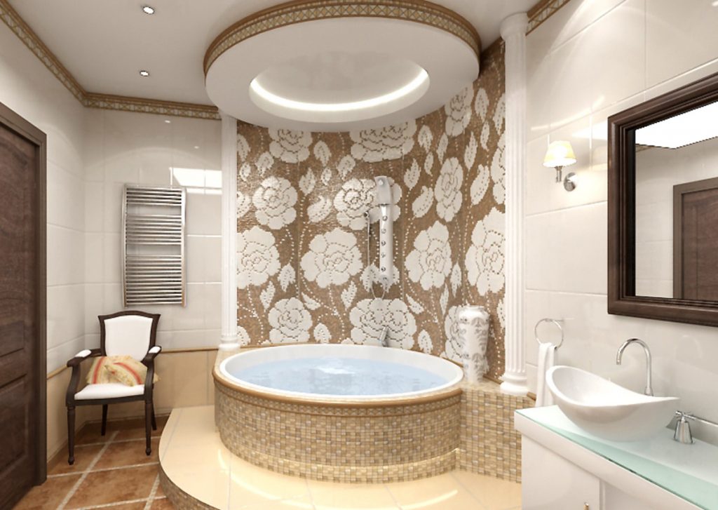 Дизайн потолок в ванной комнате фото в