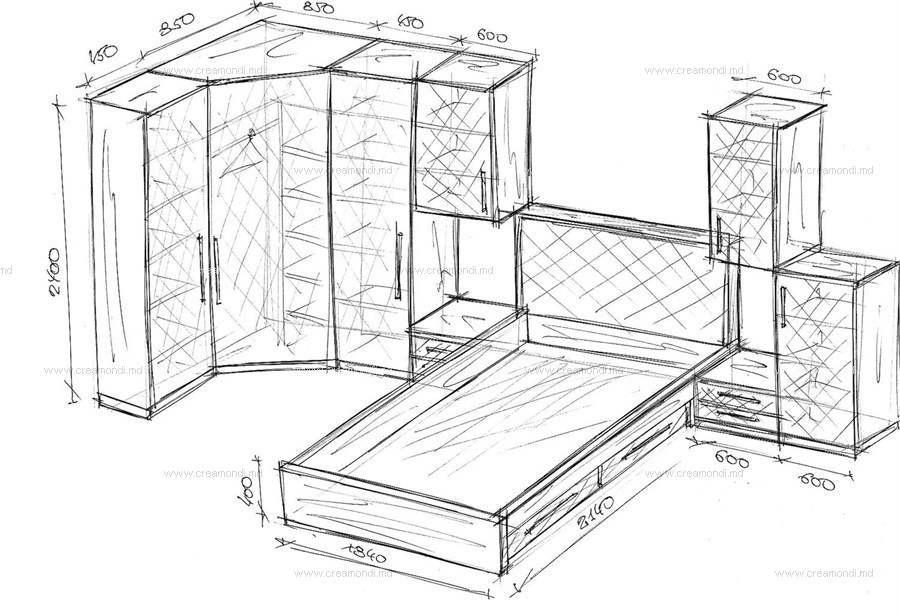 Проект шкафа с кроватью