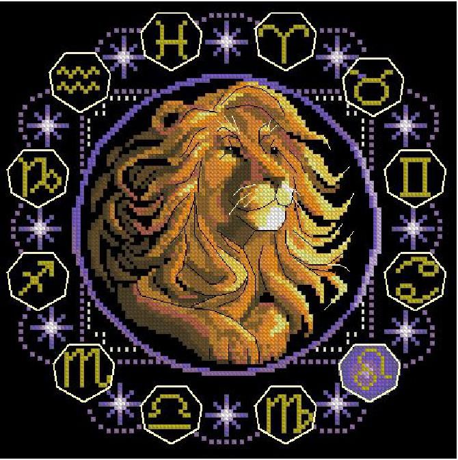 Вышивка крестом знак зодиака лев