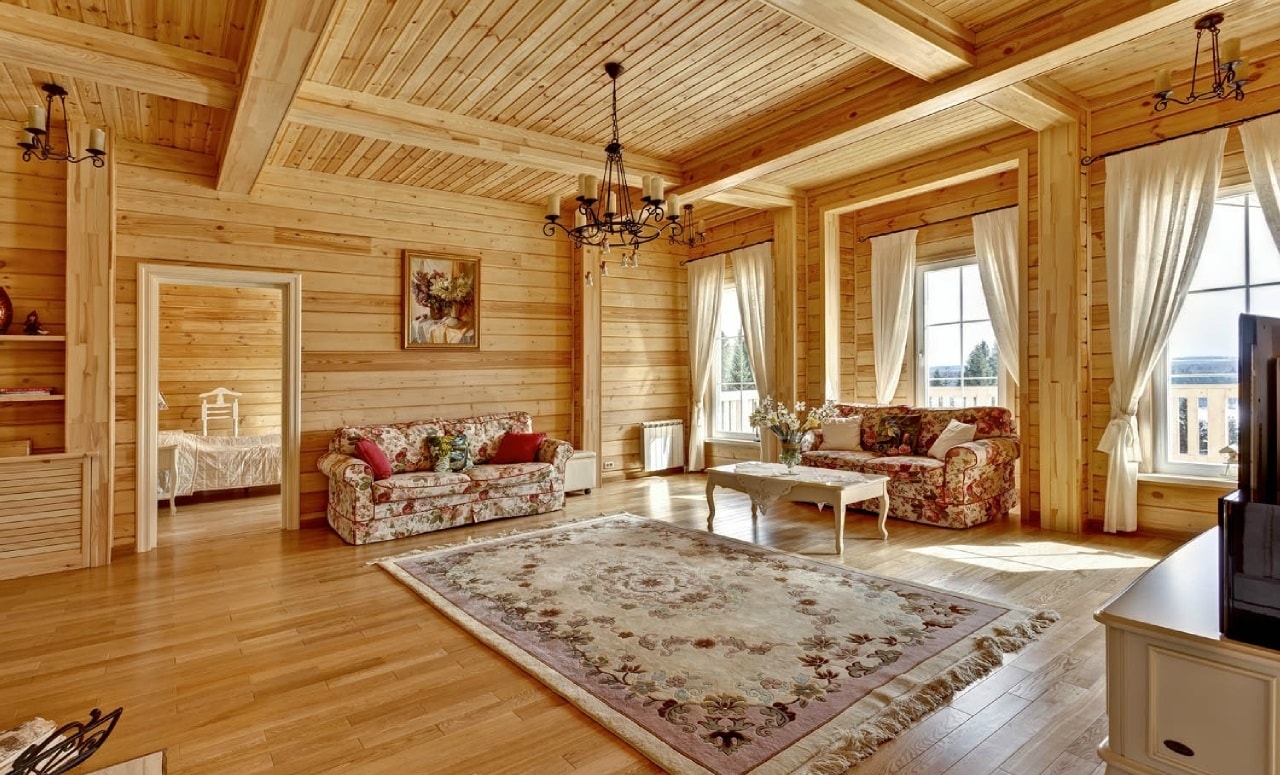 современная отделка деревянного дома внутри фото