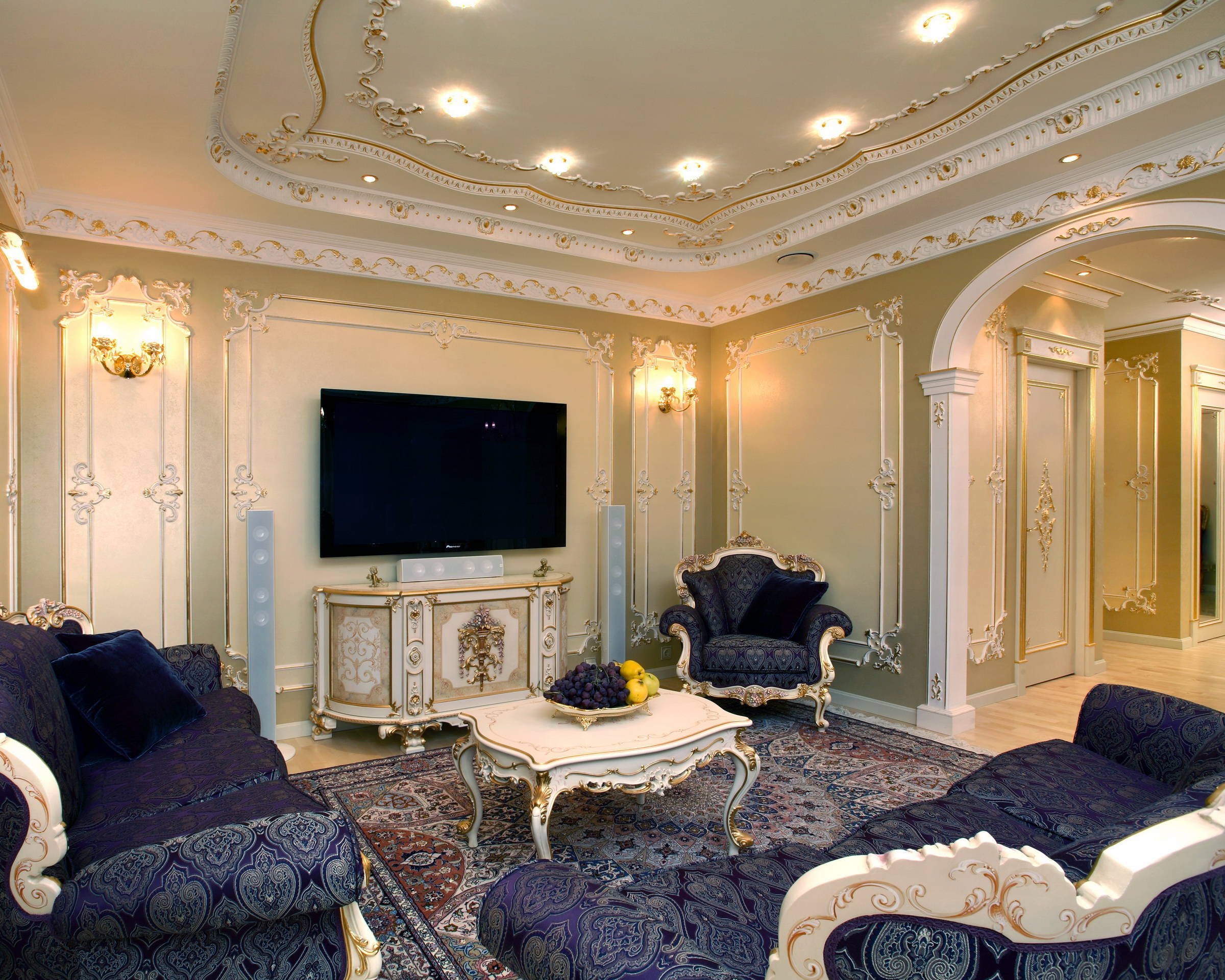 Гостиная в стиле барокко - фото дизайна интерьеров