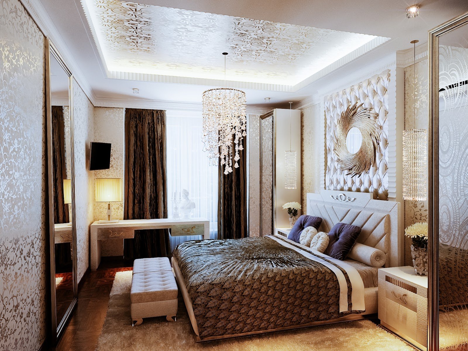 Дизайн спальной комнаты в стиле арт-деко