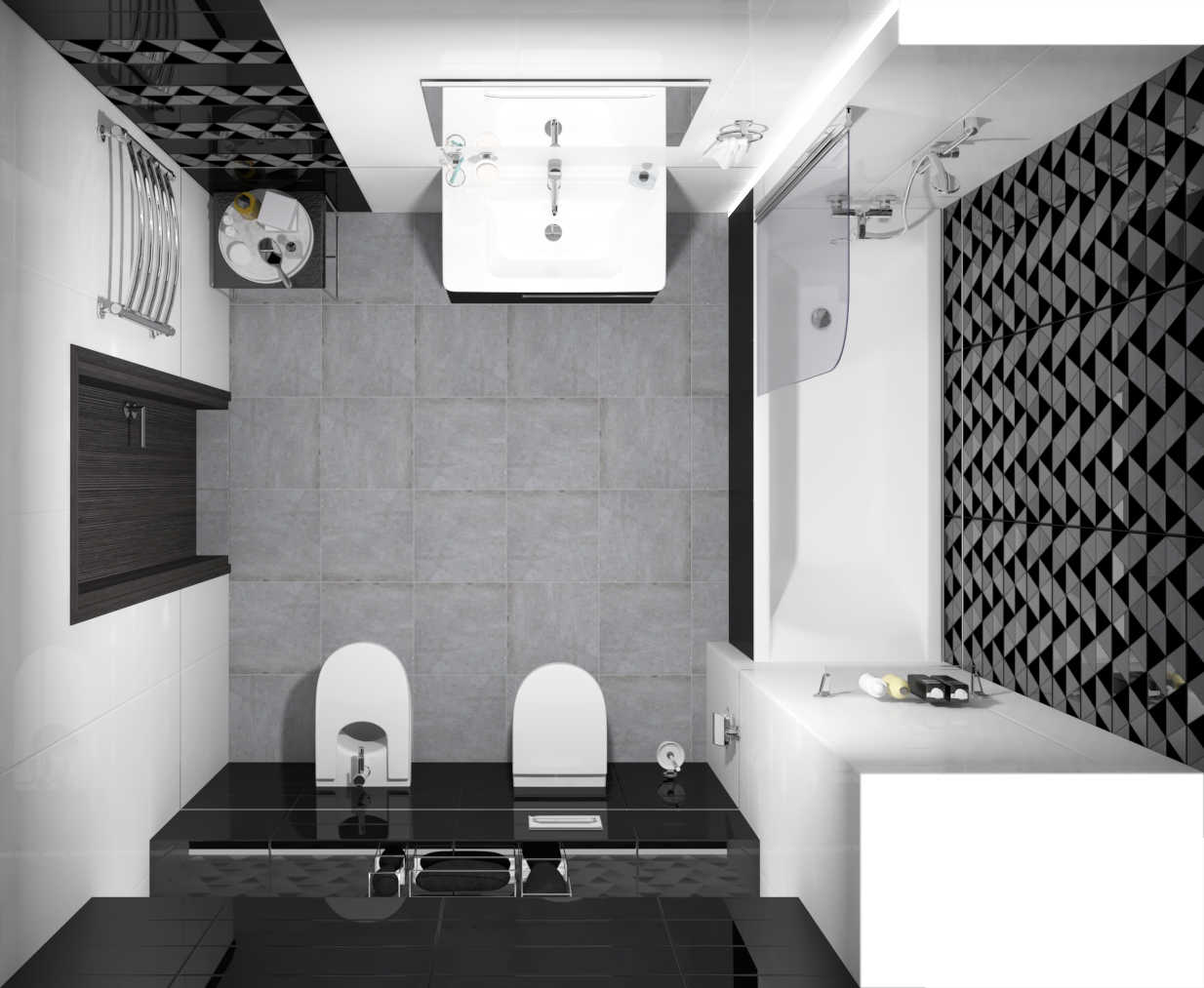 25 идей ванной комнаты в черно-белом цвете – варианты дизайна и стиля (фото)