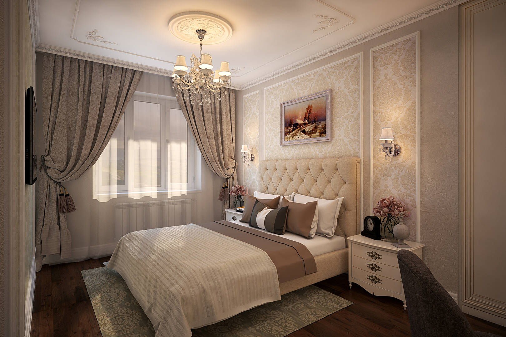 Просмотреть, спальня в классическом стиле, дизайн фото выбор интерьера