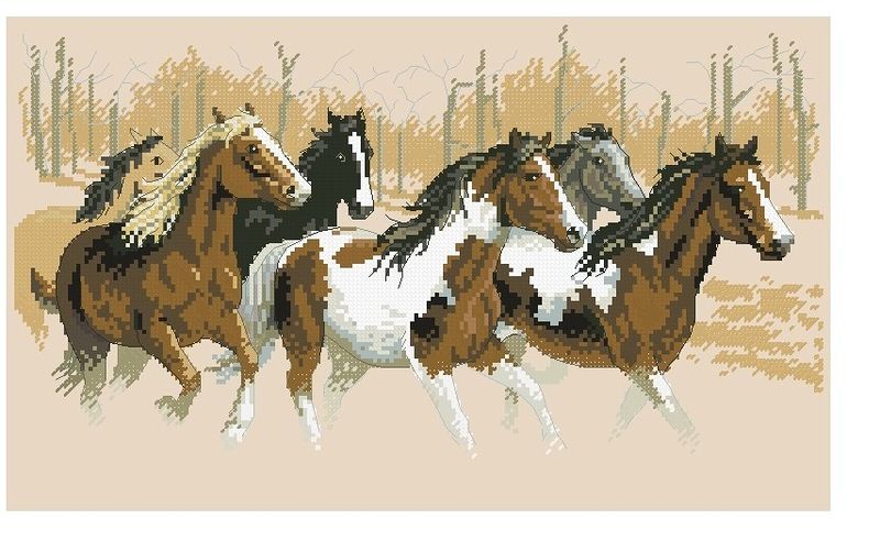 Вышивка крестом лошади по схеме с фото и видео описанием