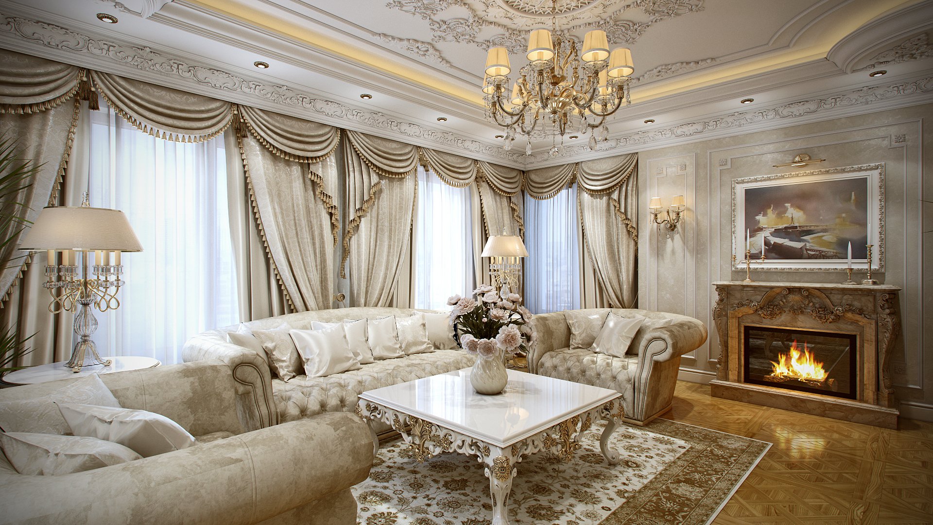 Гостиная в стиле барокко: топ-120 фото элегантного дизайна