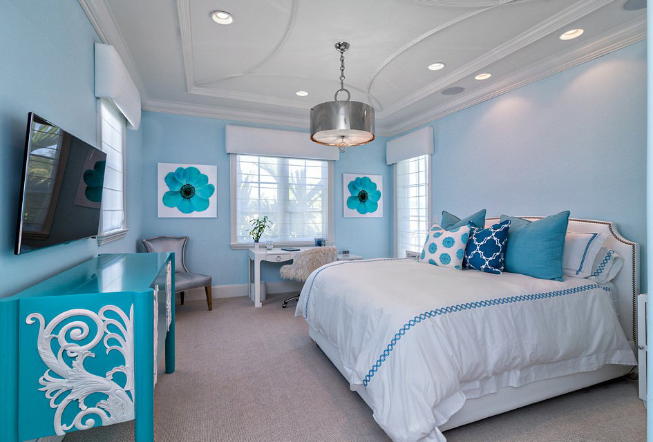 Голубая спальня - 59 фото вариантов идеального дизайна спальни с голубым оттенком