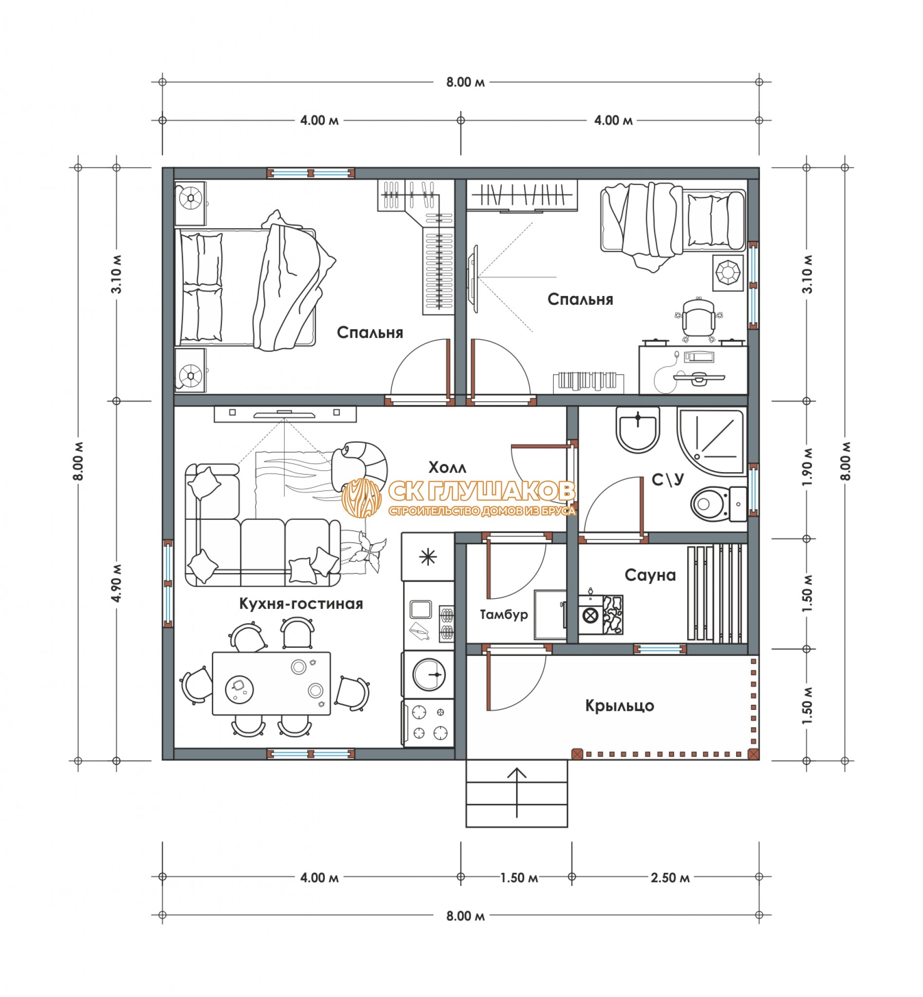 Планировка дома 8 на 8: двухэтажный коттедж за городом – советы по ремонту