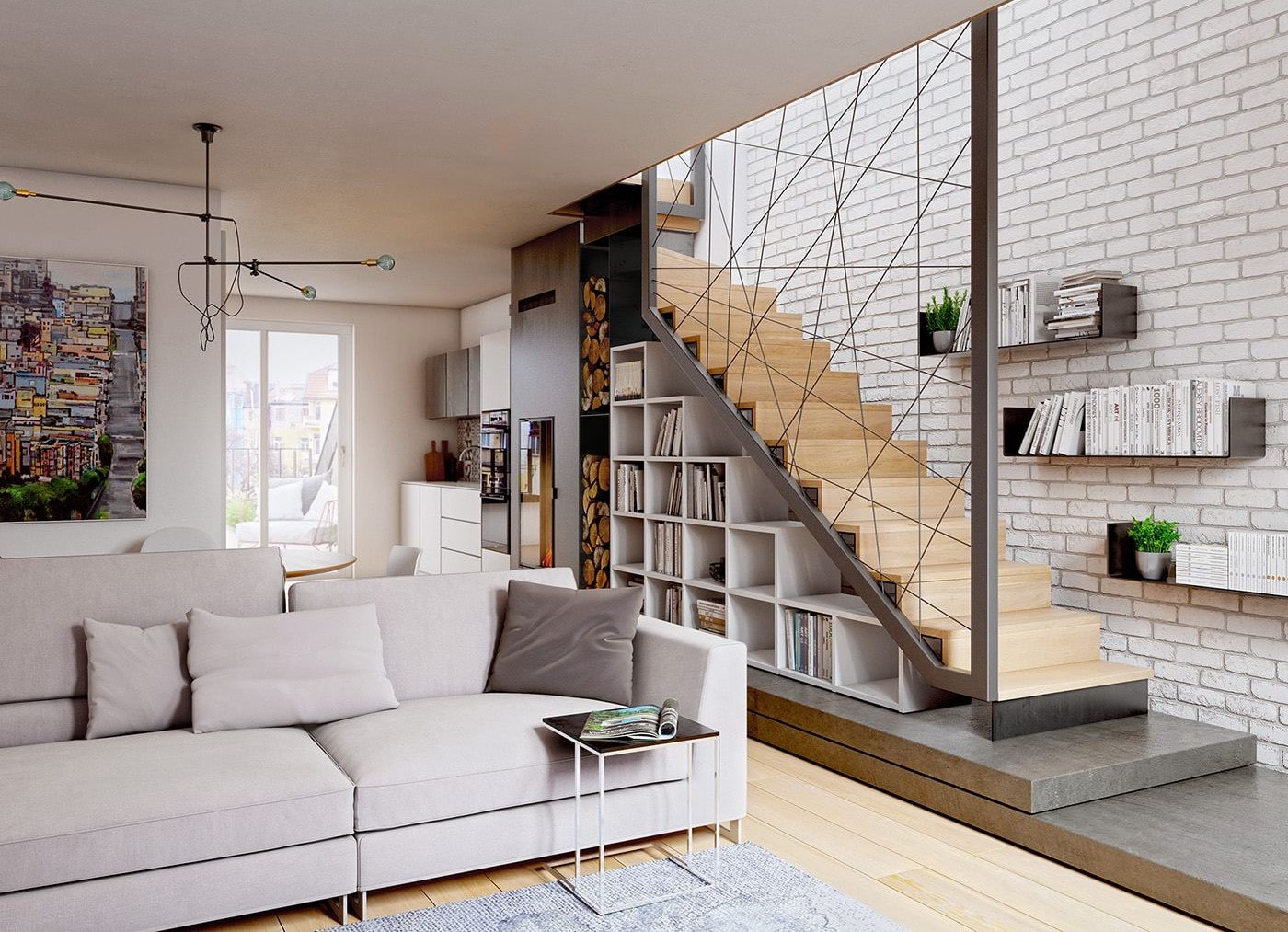 Лучшие идеи дизайна интерьера гостиной с лестницей на второй этаж (100+ фото)