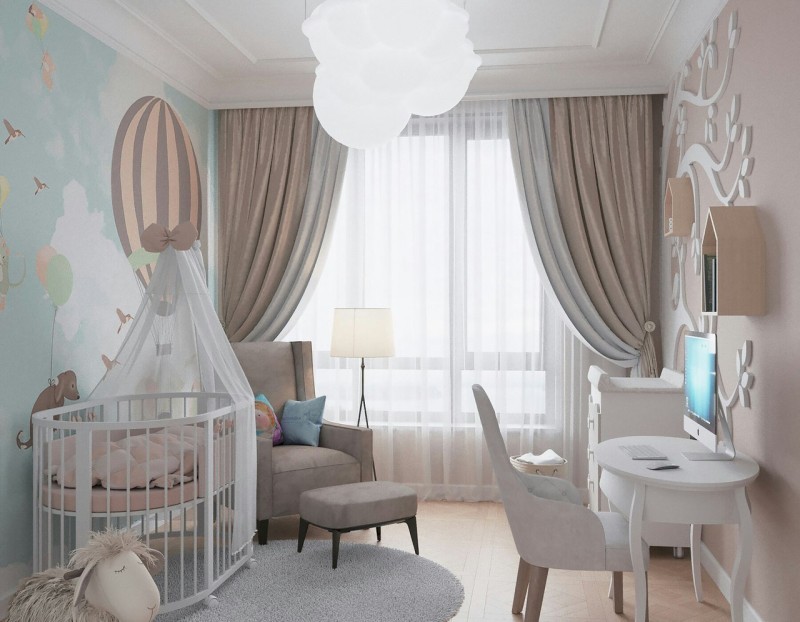 Детская комната для новорожденного мальчика и девочки, как украсить комнату к рождению сына или дочки, что должно быть
 - 37 фото