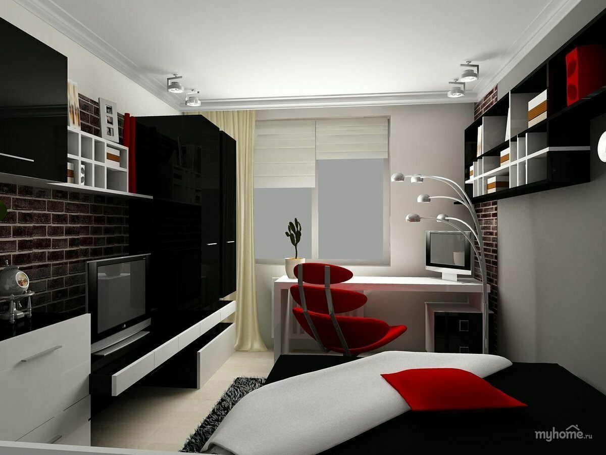 Дизайн комнаты для молодого человека: фото интерьера