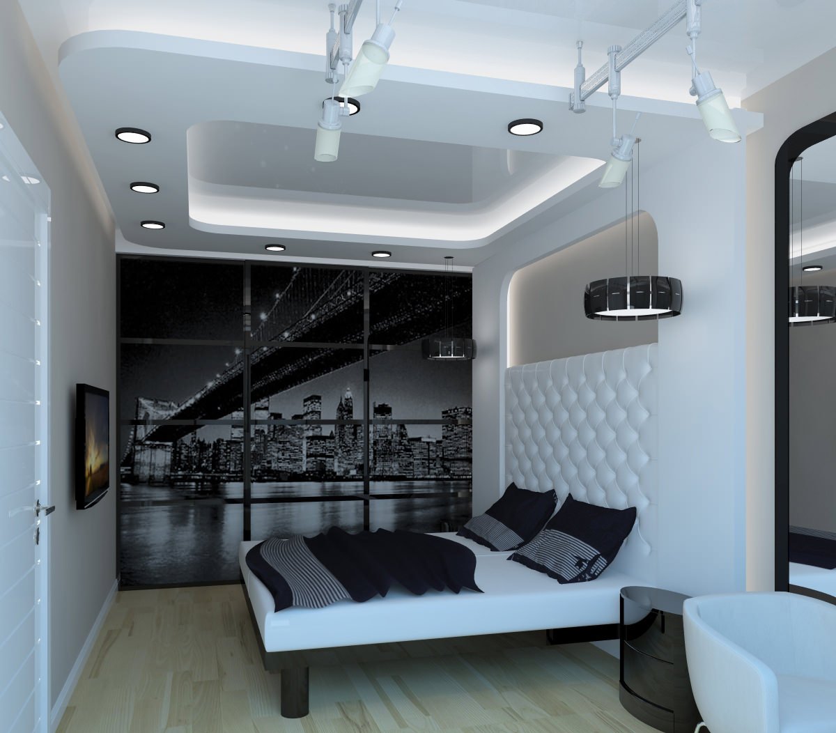 Спальня в стиле хай тек - подбор мебели, элементы декора 50 фото