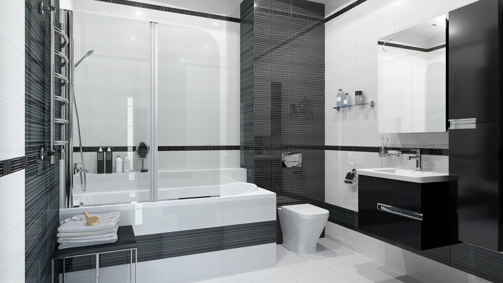 Интерьер ванной комнаты черно белый фото. черно-белая ванная комната фото: 50 фото черно-белого дизайна