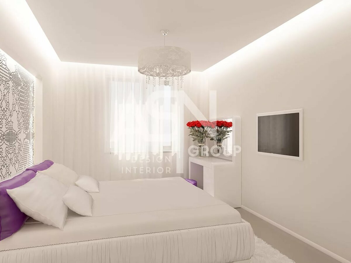 Интерьер спальни в светлых тонах со светлой мебелью: современный дизайн, фото 2020