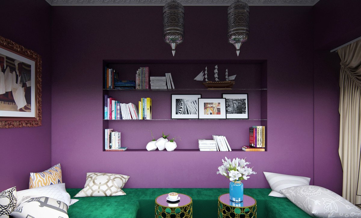 Фиолетовый цвет в интерьере: правильное сочетание и применение (65 фото)