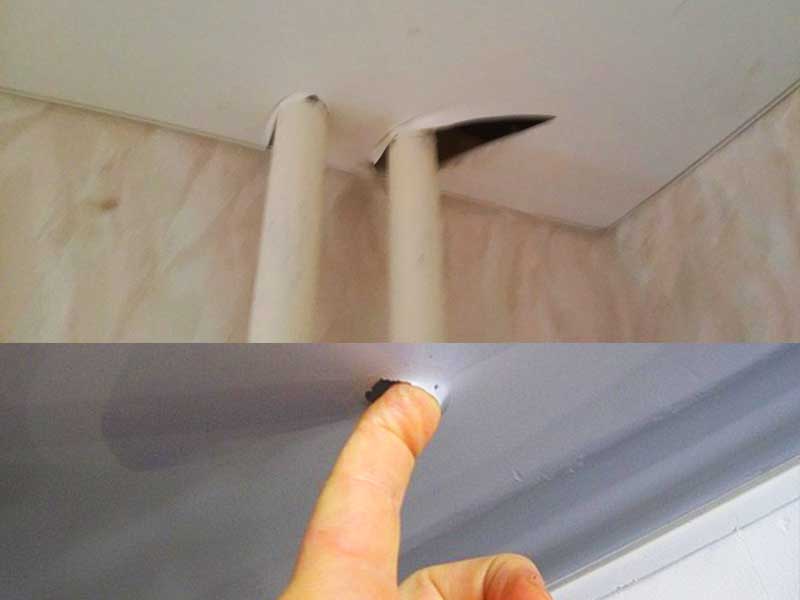 Ремонт натяжного потолка — порез, как заделать своими руками, что делать если порезали, как отремонтировать после пореза натяжной потолок, как устранить, убрать порез, как починить