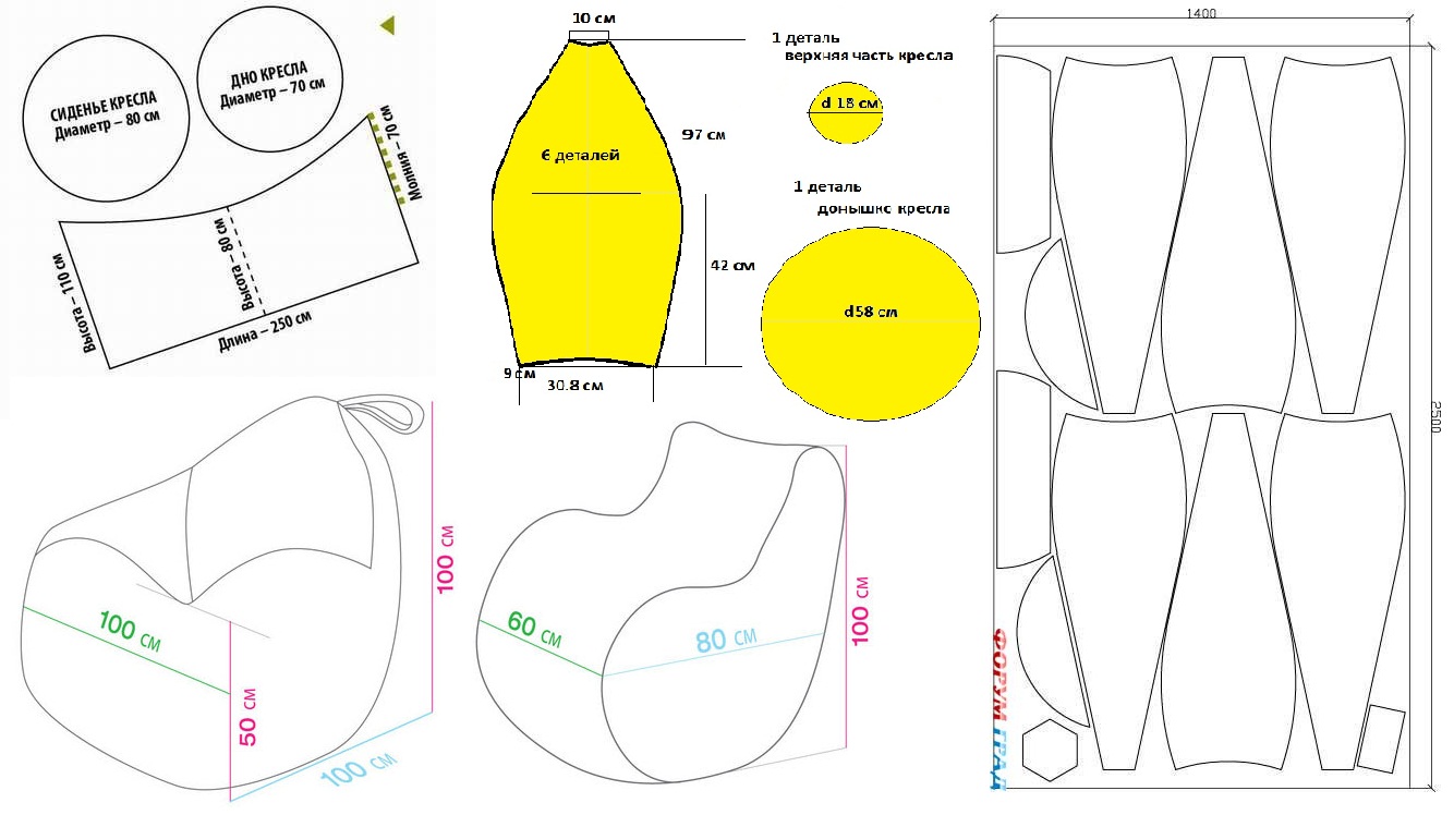 Схема пуфика своими руками