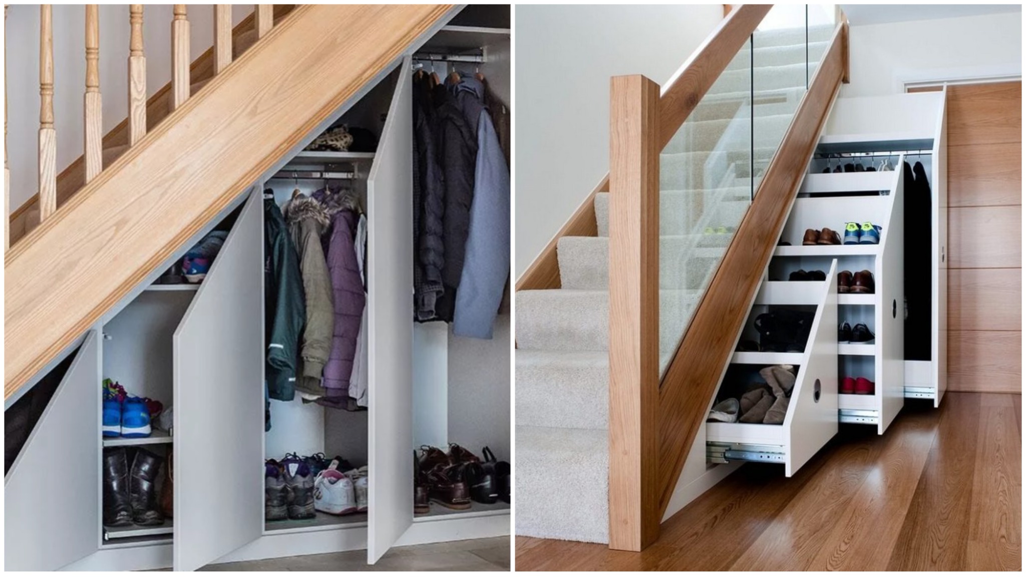 Как выбрать и разместить встроенный шкаф под лестницей: виды, дизайн, изготовление