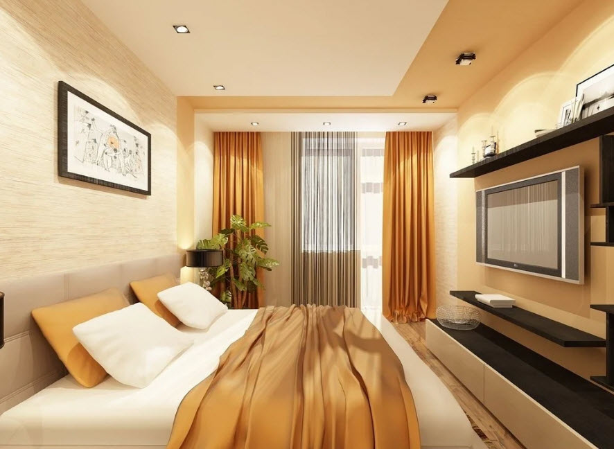 Приемы дизайна для узкой спальни: свет, цвета, зонирование, мебель