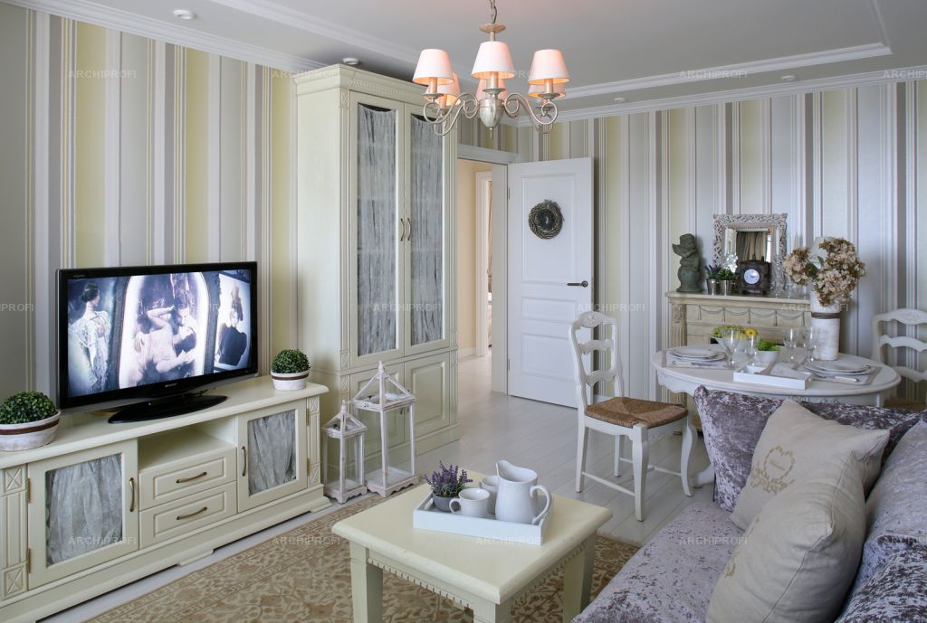 Интерьер гостиной в стиле прованс, особенности оформления, советы по выбору материалов, мебели и декора - 20 фото
