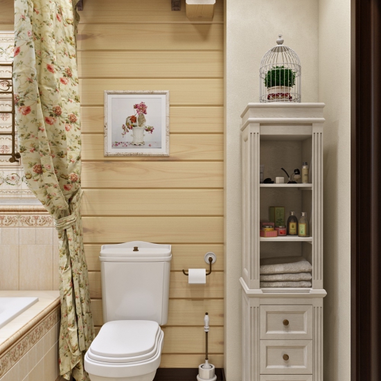 Ванная в стиле прованс в деревянном доме фото