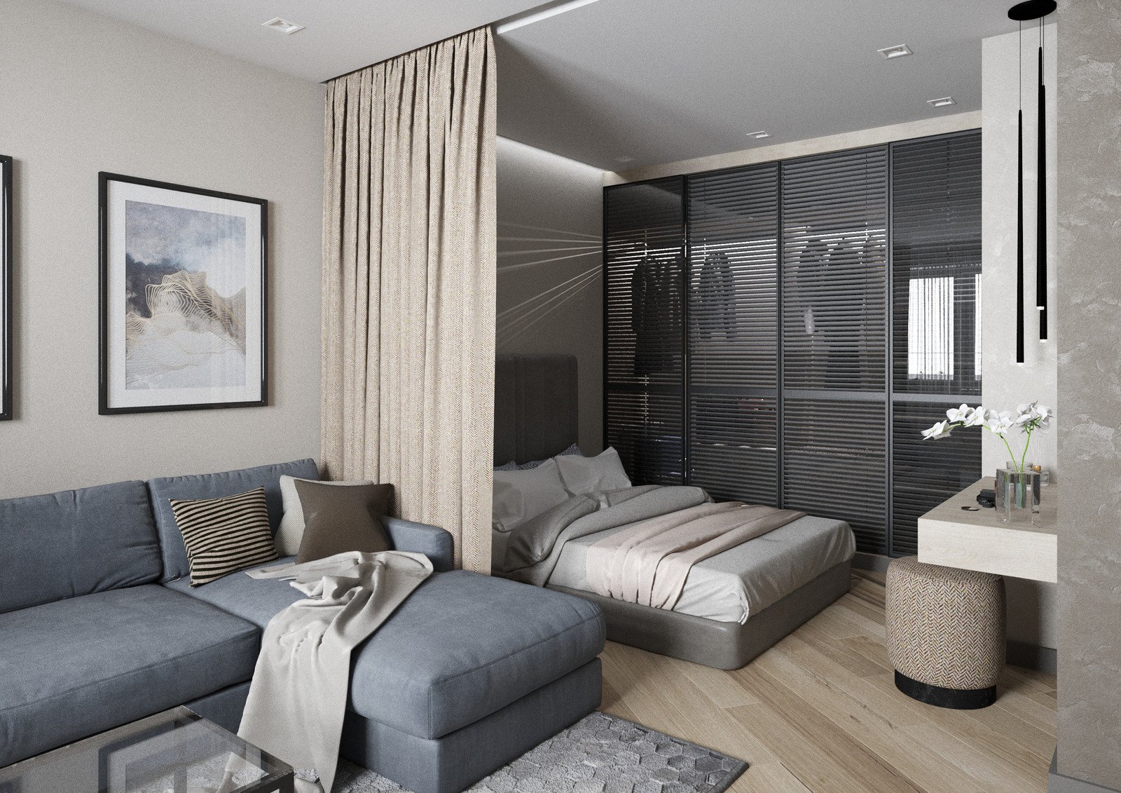 Каким может быть дизайн гостиной-спальни 20 кв. м