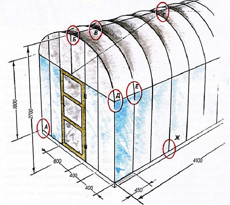 Схема сборки прямостенной теплицы