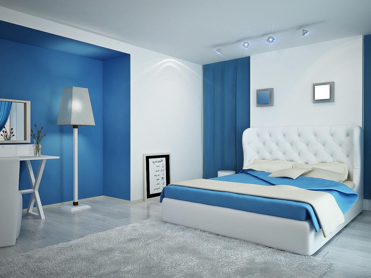 Мебель для спальни голубого цвета