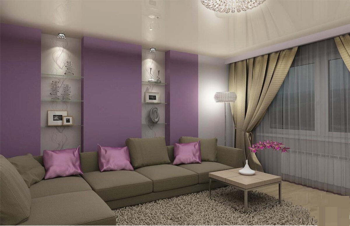 Особенности применения фиолетового дивана, материалы изготовления