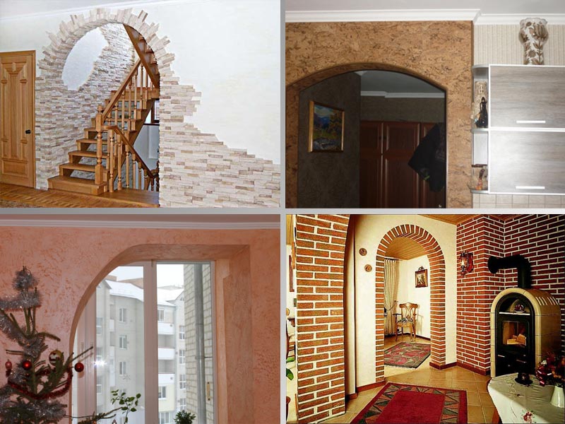 Декоративные арки в квартире: фото отделки под камень