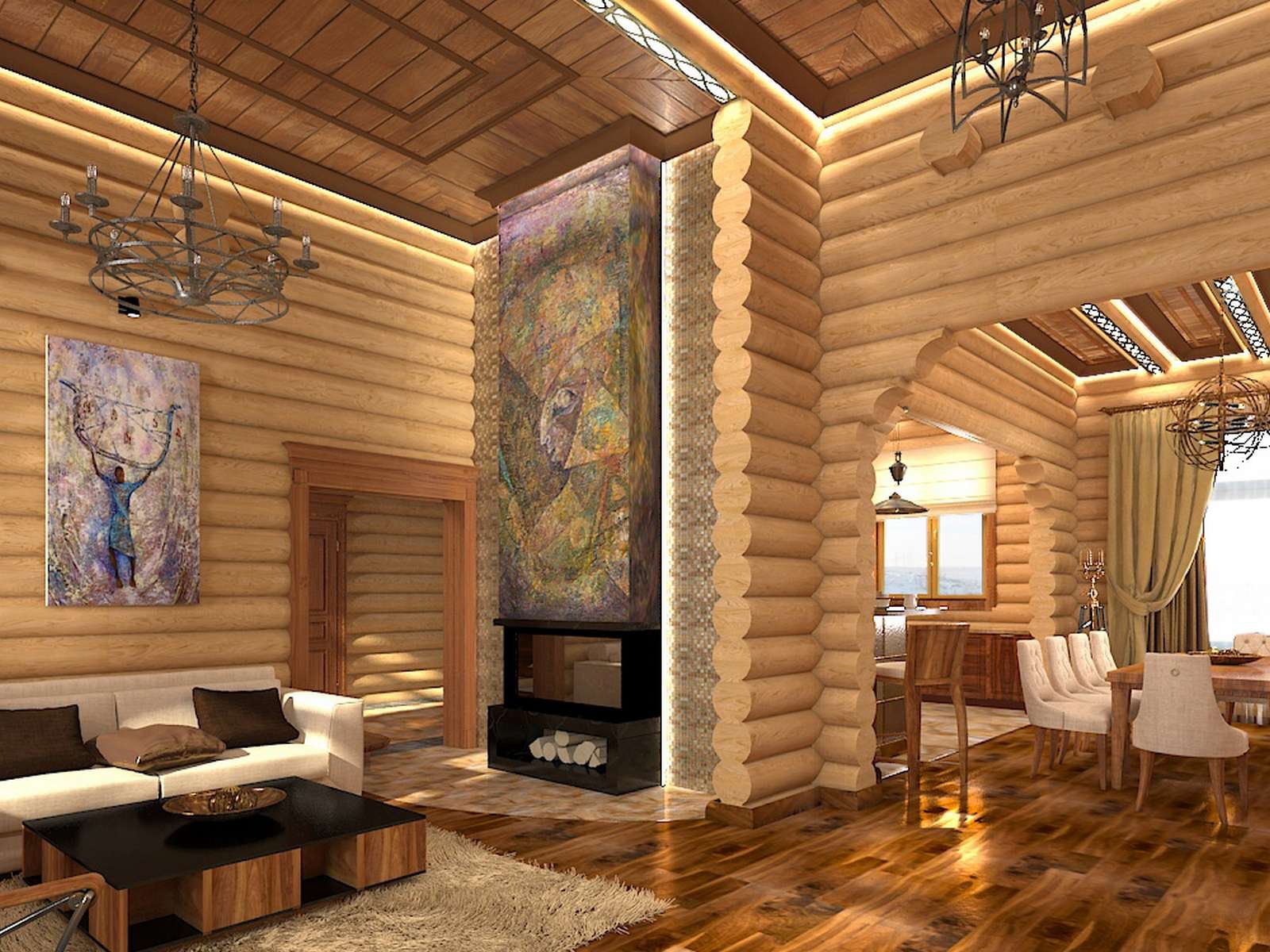 Интерьер деревянного дома внутри: оригинальные идеи оформления с фото