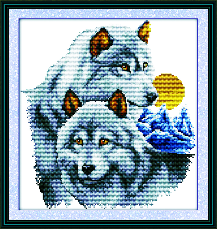 Вышивка крестом схемы волки: бесплатная пара, скачать для белого, два набора, екатерина волкова, семья животных