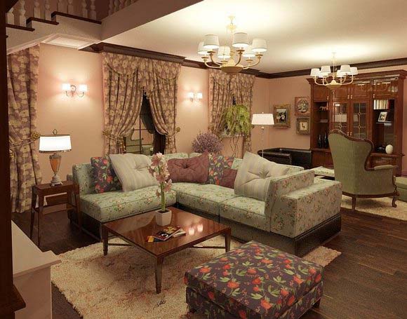 Интерьер гостиной в стиле кантри – уютный уголок независимо от этажа и площади