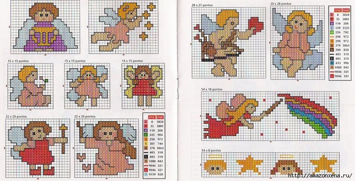 Схема рисунков для вышивки крестом: для начинающих по готовому, для детей на тетрадном листе в клетку, маленькие