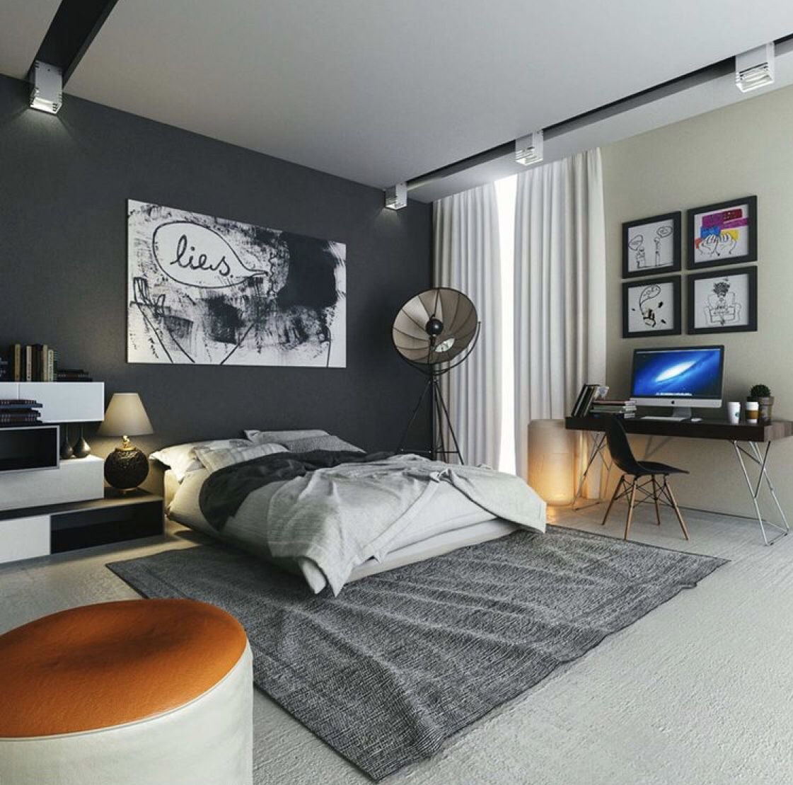 Интерьер и дизайн мужской комнаты | 30 идей оформления спальной комнаты