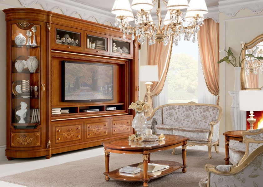 Мебель для гостиной в классическом стиле, ее особенности и декор